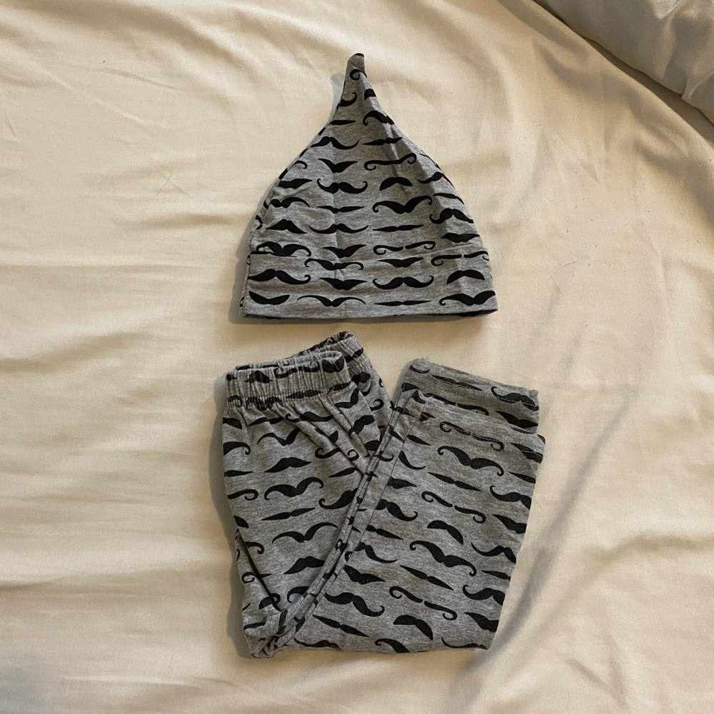 Baby boy mustache hat & pant set🥸🖤